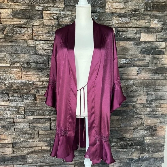 Vintage Victoria's Secret Purple Robe with Long Sleeves and Open Front - Picture 1 of 7